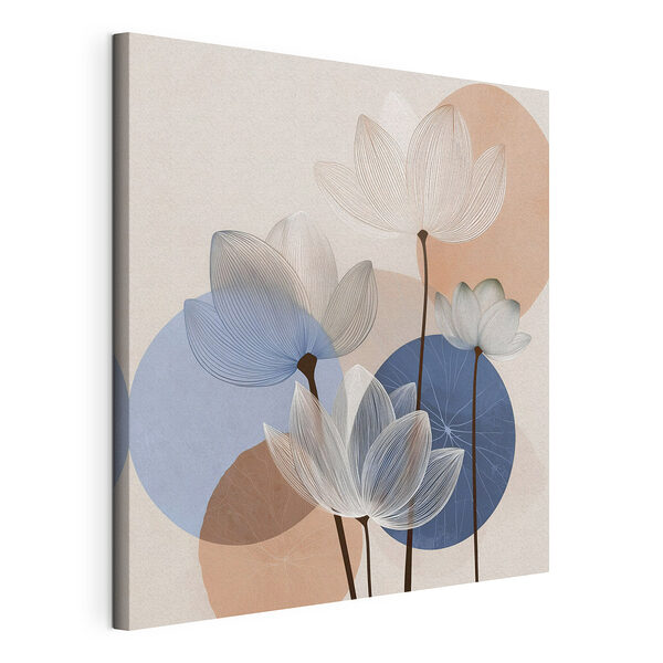 Canvas Schilderijen Verfijnde bloemen in zachte kleuren