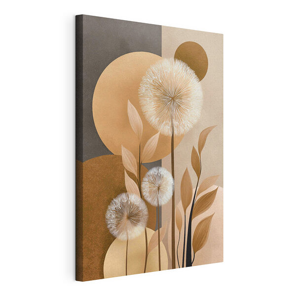 Canvas Schilderijen Verfijnde bloemen in zachte aardetinten