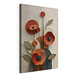 Canvas Schilderijen Levendig bloemmotief in warme tinten