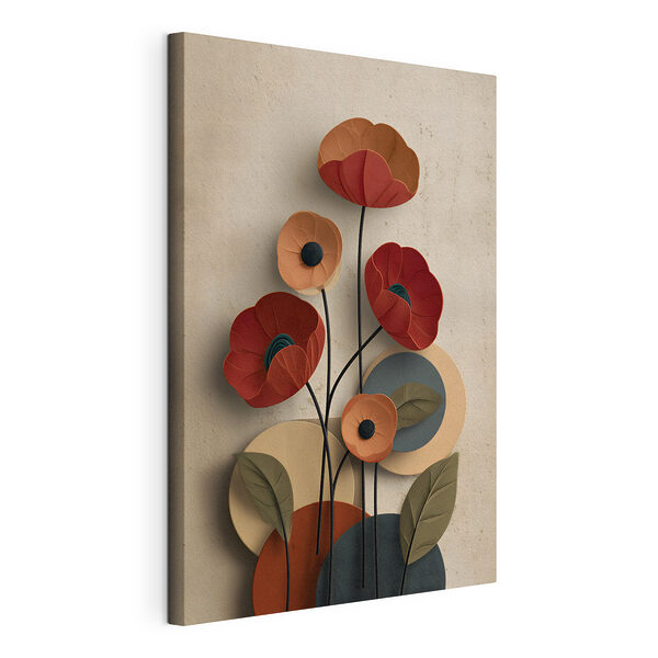 - Speelse bloemen in levendige tinten Canvas Schilderijen - Speelse bloemen in levendige tinten