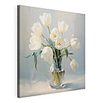 Canvas Schilderijen Vaas met witte bloemen