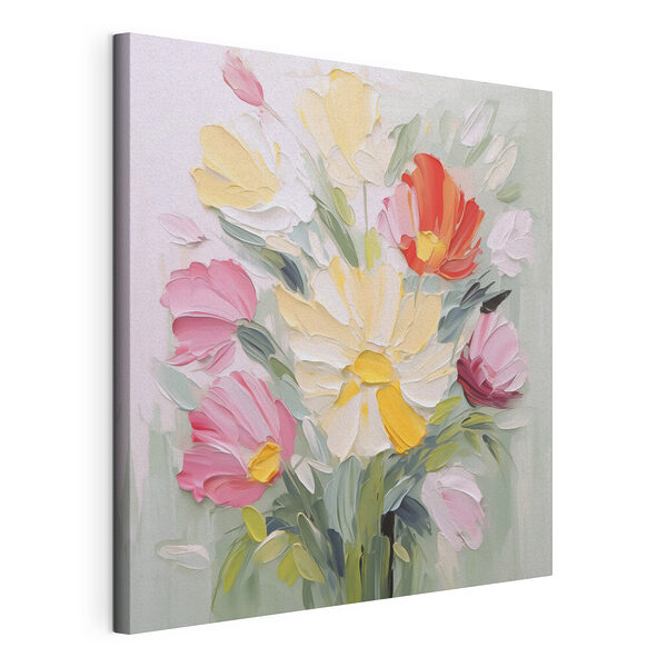 Canvas Schilderijen Schilderij van bloemen op een witte ondergrond