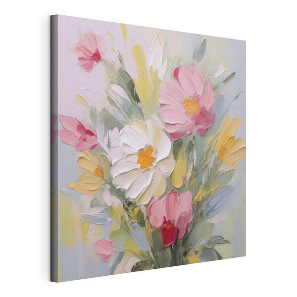 Canvas Schilderijen Schilderij van bloemen in een vaas