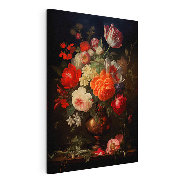 Canvas Schilderijen Schilderij van bloemen in een vaas