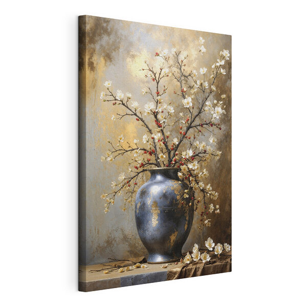 Canvas Schilderijen Vaas met witte bloemen