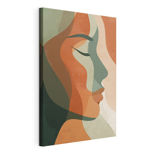 Het gezicht van een vrouw met kleurrijk haar Canvas Schilderijen Het gezicht van een vrouw met kleurrijk haar