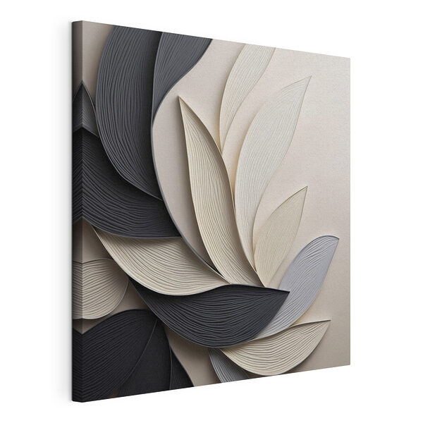 Canvas Schilderijen Zwart-wit bladmotief