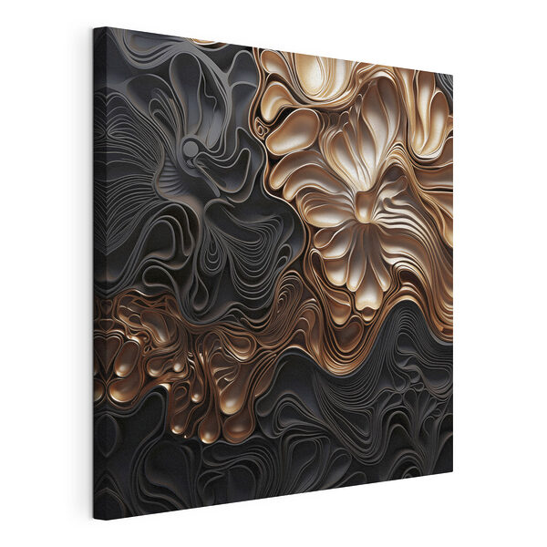 Canvas Schilderijen Abstracte organische vormen tegen een donkere achtergrond