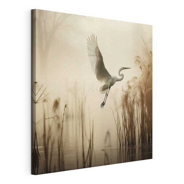 Canvas Schilderijen Vogel die over het water vliegt