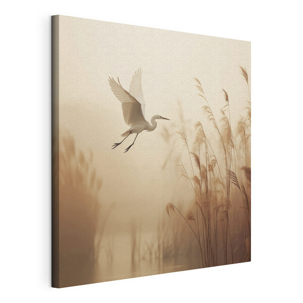 Canvas Schilderijen Vogel die over het water vliegt