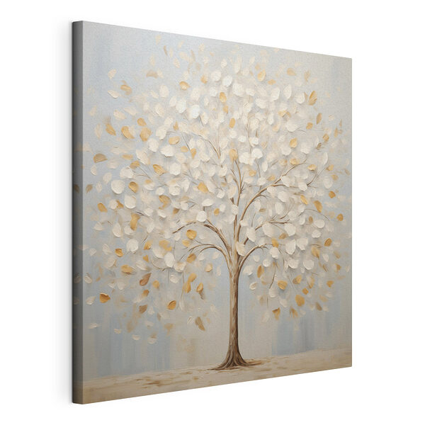 Canvas Schilderijen Schilderij van een boom met bladeren