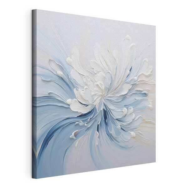 Witte en blauwe verfkrullen Canvas Schilderijen Witte en blauwe verfkrullen
