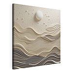 Canvas Schilderijen Een wit vel papier, uitgesneden in de vorm van golven en een witte zon