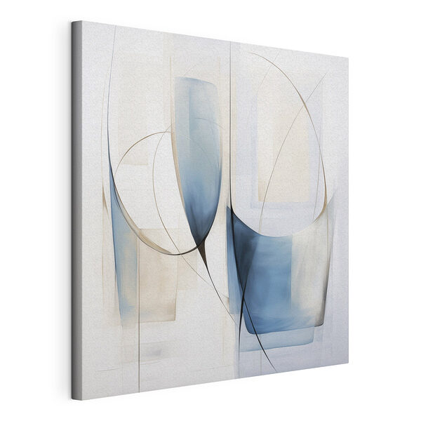 Canvas Schilderijen Schilderij van een paar blauw-witte vormen