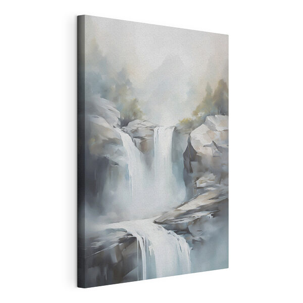 Waterval in de mist Canvas Schilderijen Waterval in de mist