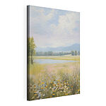 Canvas Schilderijen Een veld vol bloemen en bomen