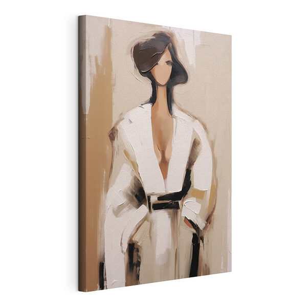 Schilderij van een vrouw in een wit gewaad Canvas Schilderijen Schilderij van een vrouw in een wit gewaad