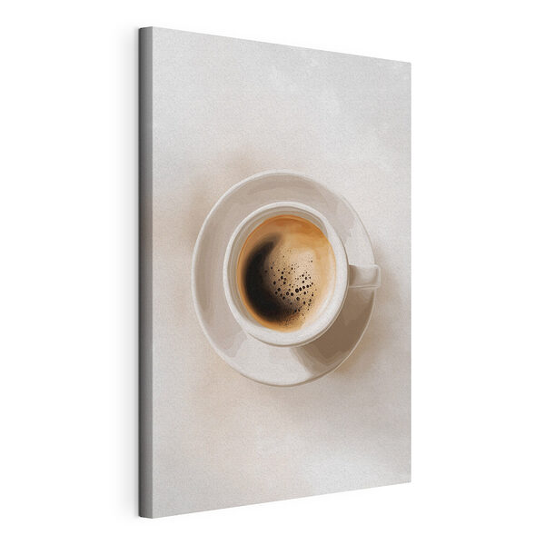 Een kopje koffie op een schoteltje Canvas Schilderijen Een kopje koffie op een schoteltje