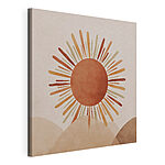 Canvas Schilderijen De zon, waarvan de stralen boven de top van een heuvel uitstralen
