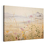 Canvas Schilderijen Schilderij van bloemen en gras