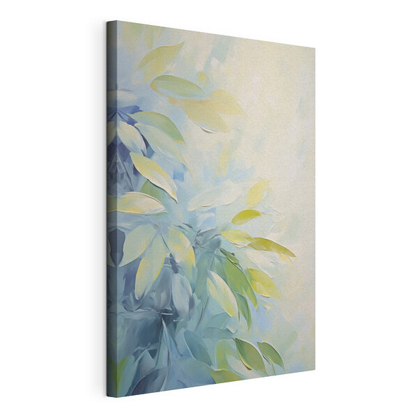 Schilderij van bladeren op een witte ondergrond Canvas Schilderijen Schilderij van bladeren op een witte ondergrond