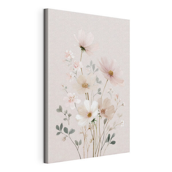 Canvas Schilderijen Verfijnde bloemen in zachte pasteltinten