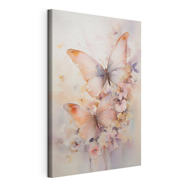 Canvas Schilderijen Vlinders op een bloem