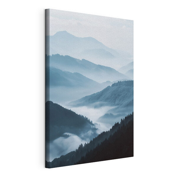 Canvas Schilderijen Mistige bergketen