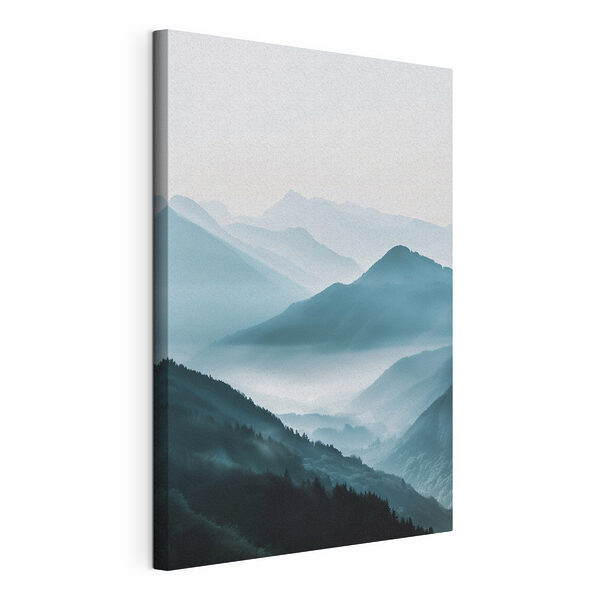 Canvas Schilderijen Mistige bergketen