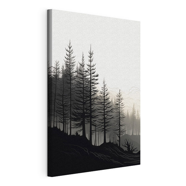 Canvas Schilderijen Bos met bomen op de achtergrond