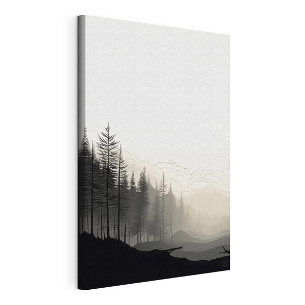 Canvas Schilderijen Landschap met bomen en bergen
