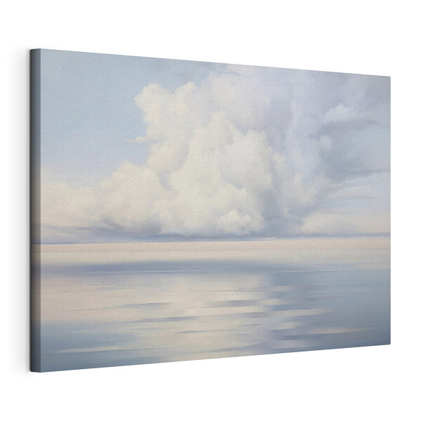 Canvas Schilderijen Een groot wateroppervlak met wolken aan de hemel