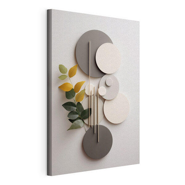 Wanddecoratie met cirkels en bladeren Canvas Schilderijen Wanddecoratie met cirkels en bladeren