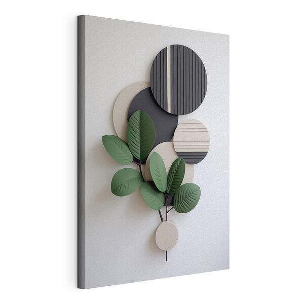 Wanddecoratie met een plant en bladeren Canvas Schilderijen Wanddecoratie met een plant en bladeren