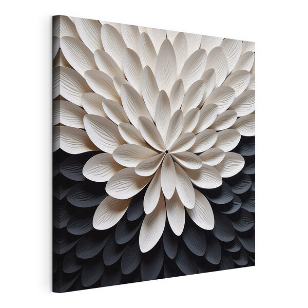 Canvas Schilderijen Bladpatroon met reliëf in een monochroom ontwerp