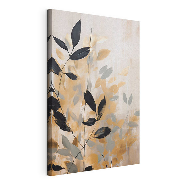 Schilderij van bladeren op een muur Canvas Schilderijen Schilderij van bladeren op een muur