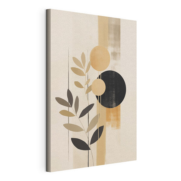 Canvas Schilderijen Schilderij van een plant met cirkels en bladeren
