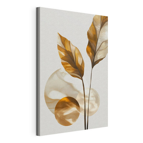 Canvas Schilderijen Elegante bladeren met abstracte vormen