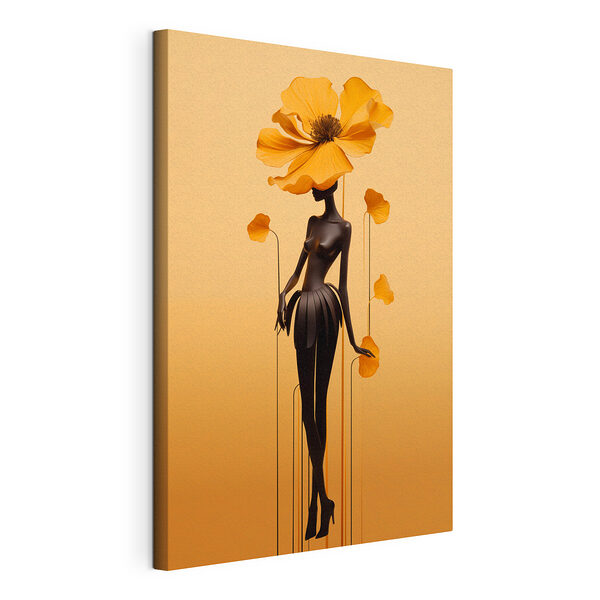 Canvas Schilderijen Standbeeld van een vrouw met een grote bloem in haar haar