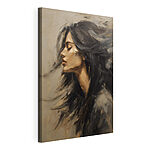 Canvas Schilderijen Schilderij van een vrouw met lang haar