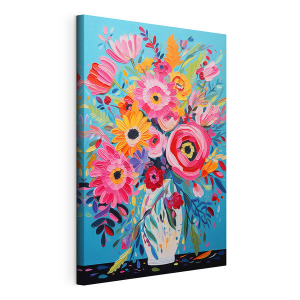 Canvas Schilderijen Schilderij van bloemen in een vaas