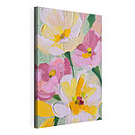 Canvas Schilderijen Levendige bloemen in zachte pasteltinten