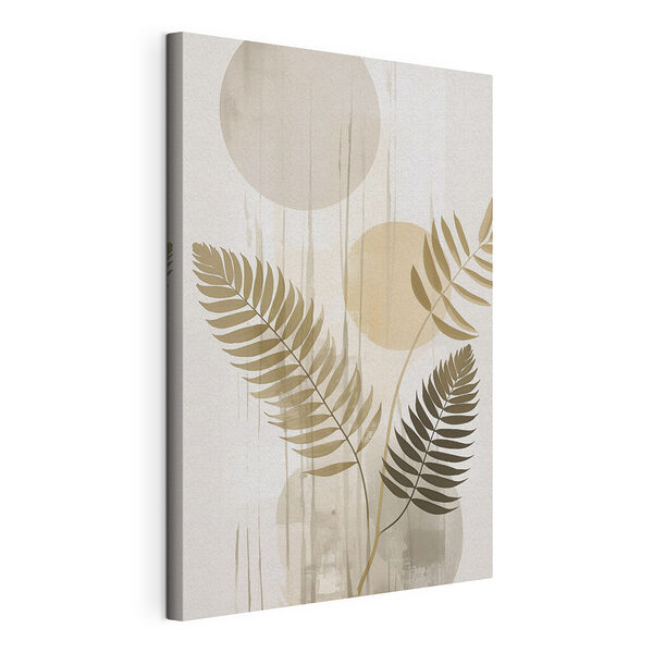 Canvas Schilderijen - Elegant blad met zachte cirkels