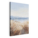 Canvas Schilderijen Aquarelschilderij van een grasveld en een waterpartij