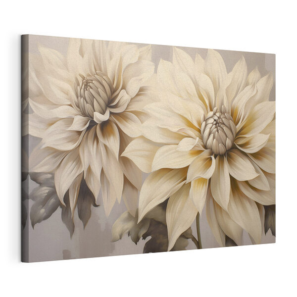 Canvas Schilderijen - Elegante bloemen in zachte tinten