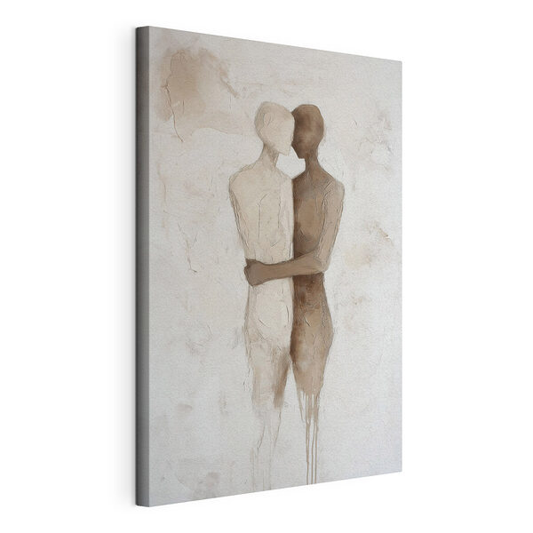 Canvas Schilderijen Tekening van twee mensen die elkaar omhelzen