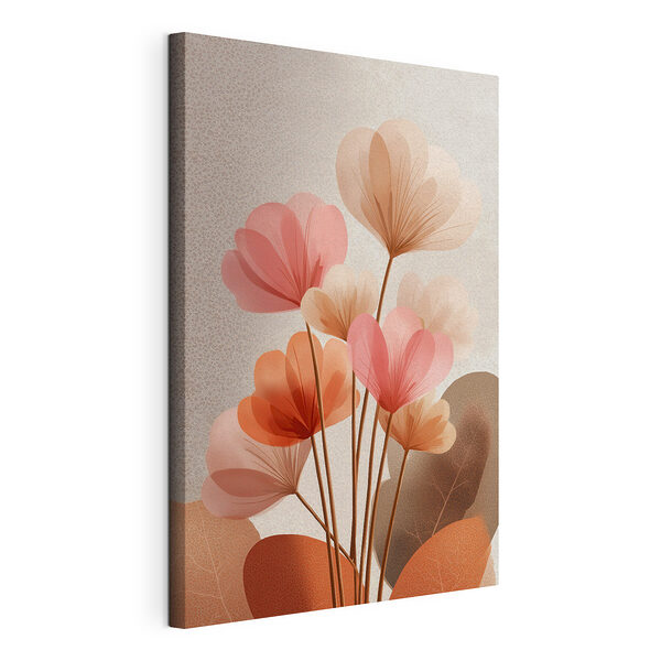 Canvas Schilderijen Verfijnde bloemen in zachte pasteltinten