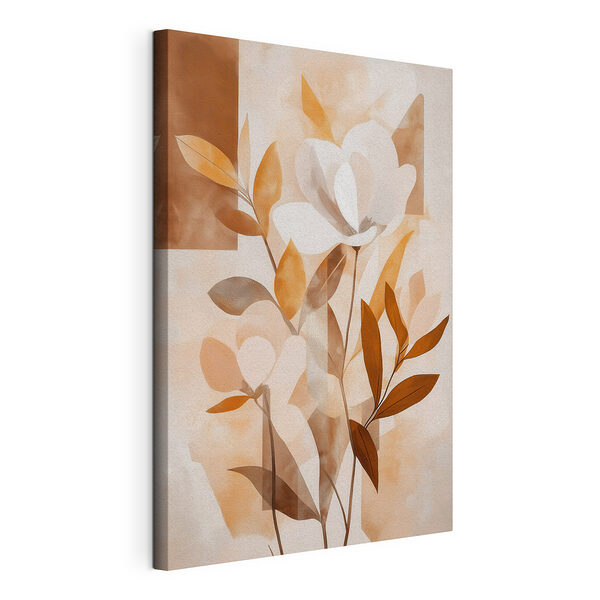Canvas Schilderijen Schilderij van bloemen en bladeren