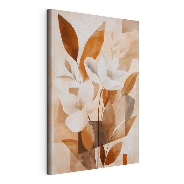 Schilderij van bloemen en bladeren Canvas Schilderijen Schilderij van bloemen en bladeren
