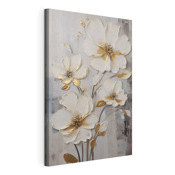 - Elegant bloemmotief in zachte tinten Canvas Schilderijen - Elegant bloemmotief in zachte tinten